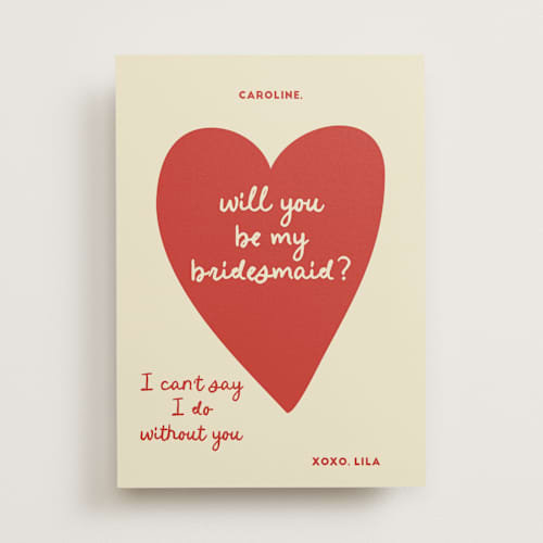 This is a cherry will you be my bridesmaid cards with standard by Ani Somi called big heart wedding printing on signature in standard