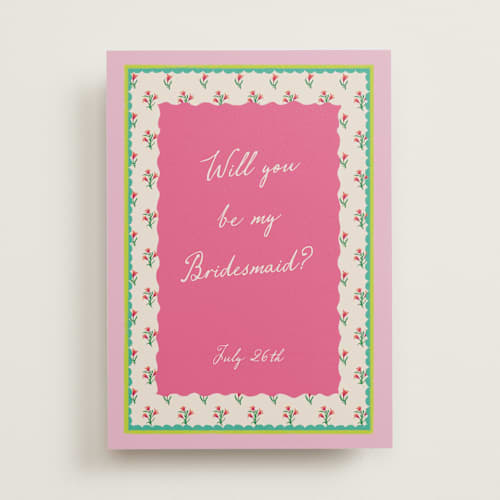 This is a peony will you be my bridesmaid cards with standard by Jackie Crawford called whimsical printing on signature in standard