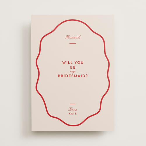This is a cherry will you be my bridesmaid cards with standard by Megan Davis called croquet printing on signature in standard