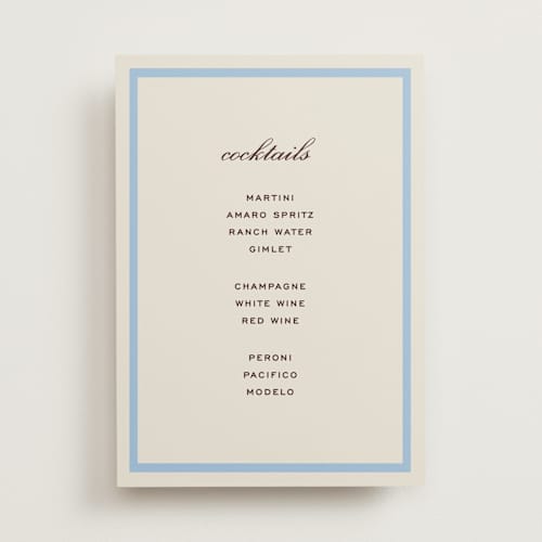 This is a sky wedding signs with standard by Megan Davis called montauk printing on doublethick in 5x7