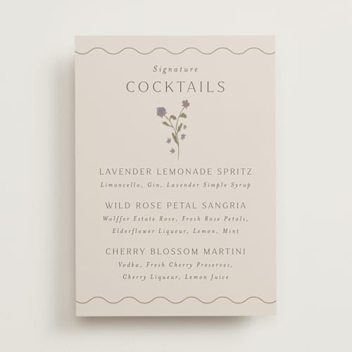 This is a petal wedding signs with standard by Nicoletta Savod called parisian garden printing on doublethick in 5x7