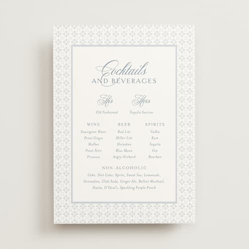 This is a dusty blue wedding signs with standard by Jennifer Postorino called coastal charm printing on doublethick in 5x7