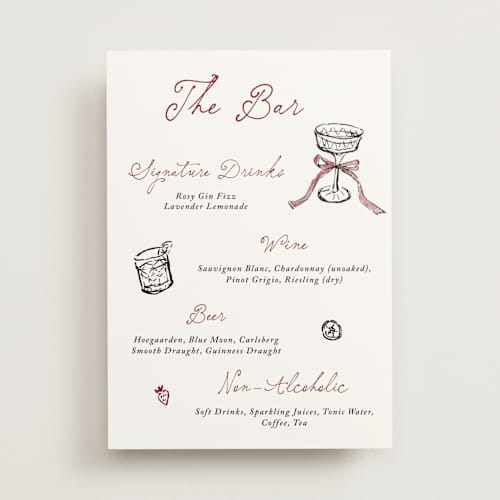 This is a wine wedding signs with standard by Cass Loh called sip sketch printing on doublethick in 5x7
