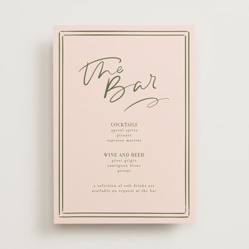 This is a sage wedding signs with standard by Aisling Erin called we're so glad bar menu printing on doublethick in 5x7
