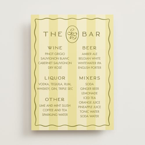 This is a lemongrass wedding signs with standard by Sam Dubeau called fresh prep printing on doublethick in 5x7