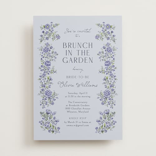 This is a wave bridal shower invitations with standard by Paola Benenati called in the garden printing on signature in standard