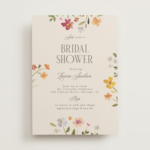 This is a wildflower bridal shower invitations with standard by Nicole Walsh called garden printing on signature in standard