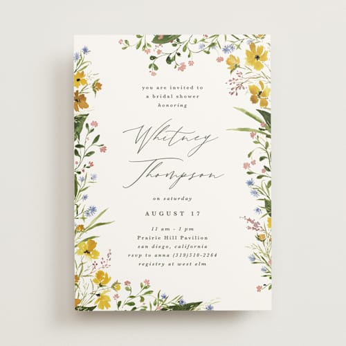 This is a sunshine bridal shower invitations with standard by Kate Ahn called briar printing on signature in standard