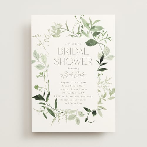 This is a meadow bridal shower invitations with standard by Everett Paper Goods called verde printing on signature in standard