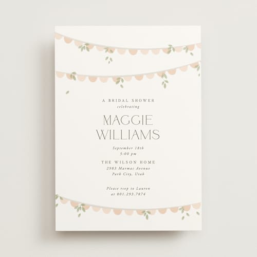 This is a blush bridal shower invitations with standard by Robert and Stella called scallops printing on signature in standard