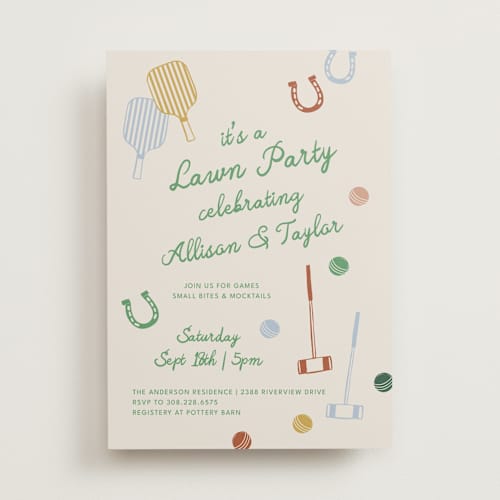 This is a picnic bridal shower invitations with standard by Kelly Watkins called lawn party printing on signature in standard