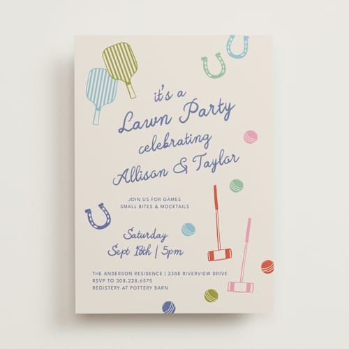 This is a candy bridal shower invitations with standard by Kelly Watkins called lawn party printing on signature in standard