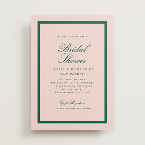 This is a bubblegum bridal shower invitations with standard by Stacey Meacham called prep club printing on signature in standard