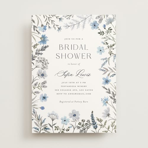 This is a azure bridal shower invitations with standard by Yaling Hou Suzuki called the conservatory printing on signature in standard