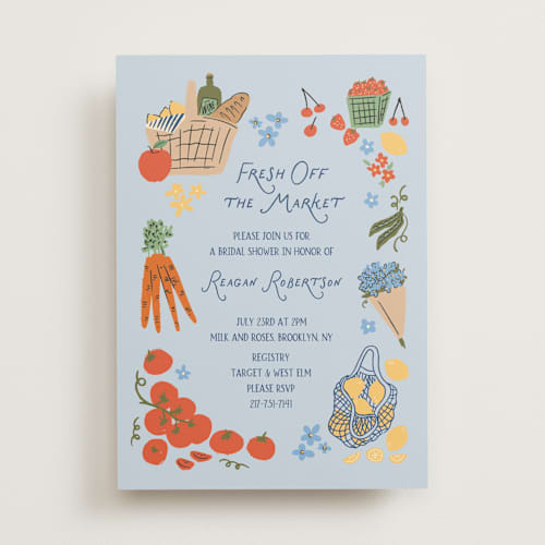 This is a blueberry bridal shower invitations with standard by Jenna Holcomb called freshly off the market printing on signature in standard
