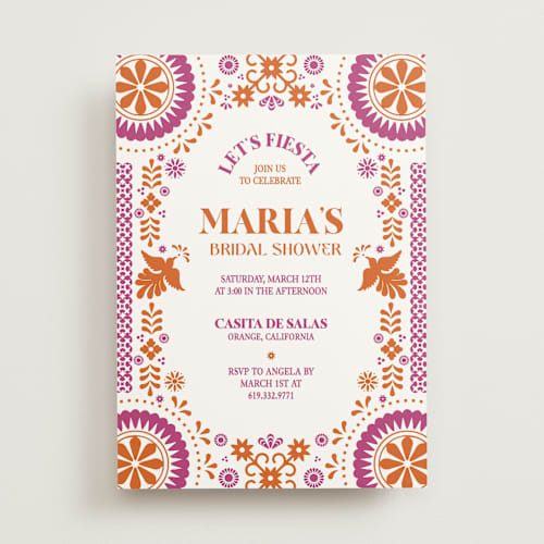 This is a gumdrop bridal shower invitations with standard by Eva Tadros called let's fiesta printing on signature in standard