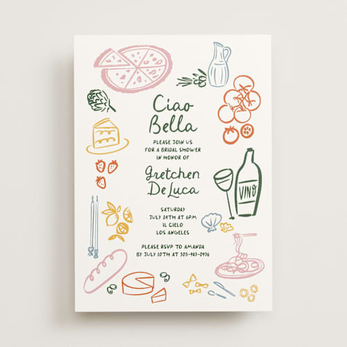 This is a basil bridal shower invitations with standard by Jenna Holcomb called that's amore. printing on signature in standard