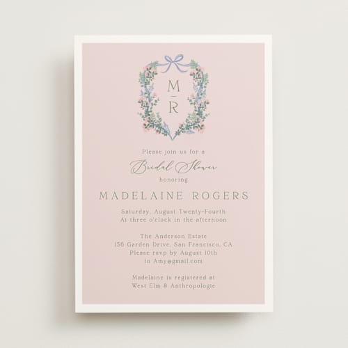 This is a rose bridal shower invitations with standard by frau brandt called bed of roses printing on signature in standard