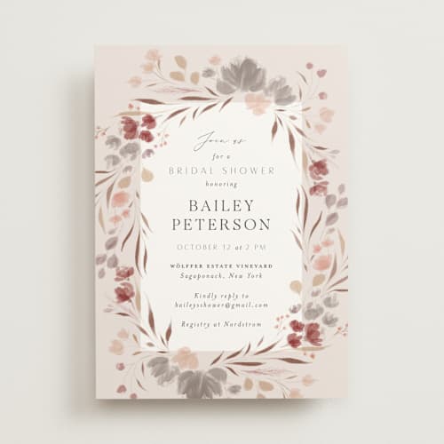 This is a maple leaf bridal shower invitations with standard by Nicoletta Savod called autumn showers printing on signature in standard