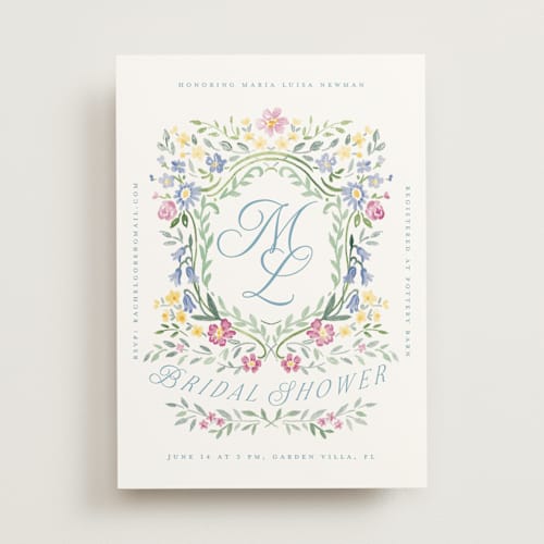 This is a flower braid bridal shower invitations with standard by Petra Kern called wildflowers crest printing on signature in standard