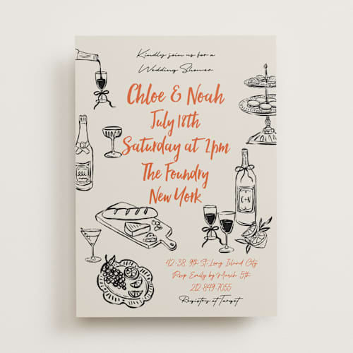 This is a sunset bridal shower invitations with standard by Elly called gathering printing on signature in standard