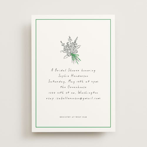 This is a lawn bridal shower invitations with standard by mo kelley called tied bouquet printing on signature in standard