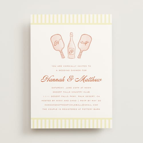 This is a citrus bridal shower invitations with standard by Ashlee Townsend called pickleball & prosecco printing on signature in standard