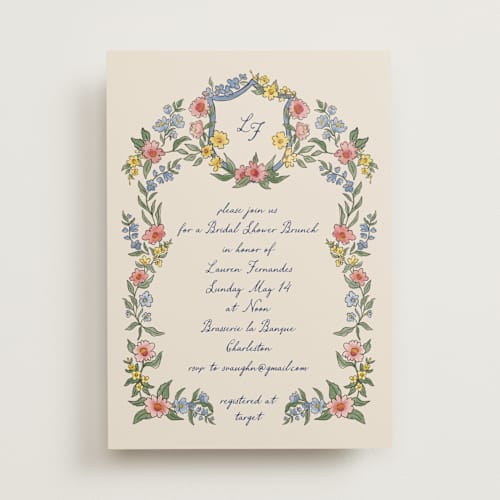 This is a cornflower bridal shower invitations with standard by Chris Griffith called a wedding in low country printing on signature in standard