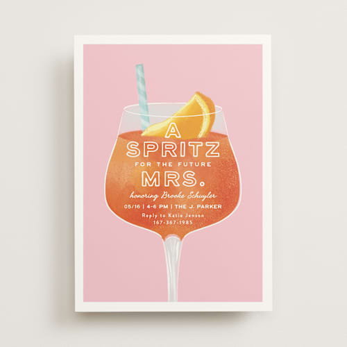 This is a grapefruit bridal shower invitations with standard by Olivia Raufman called the spritz printing on signature in standard