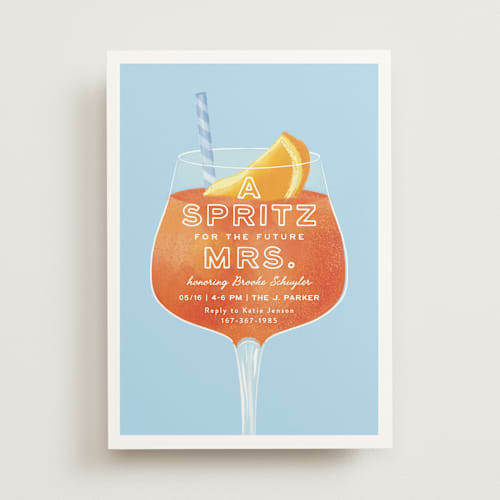 This is a capri bridal shower invitations with standard by Olivia Raufman called the spritz printing on signature in standard
