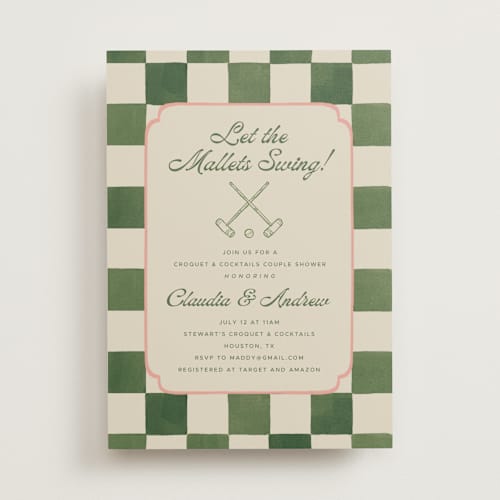 This is a verdant bridal shower invitations with standard by Vera Lim called lets croquet printing on signature in standard