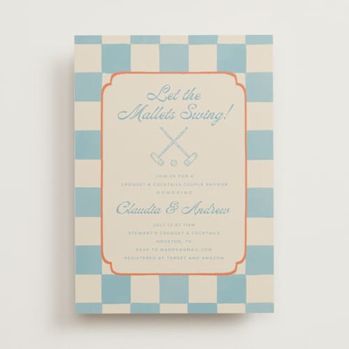 This is a sky bridal shower invitations with standard by Vera Lim called lets croquet printing on signature in standard