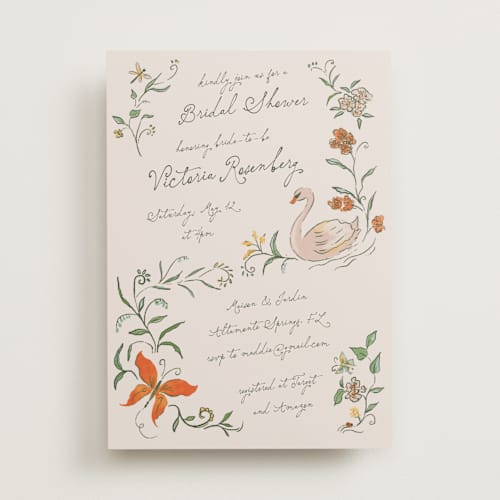 This is a roselle bridal shower invitations with standard by Vera Lim called garden frolic printing on signature in standard