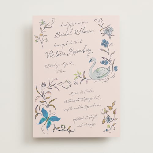 This is a flutter bridal shower invitations with standard by Vera Lim called garden frolic printing on signature in standard