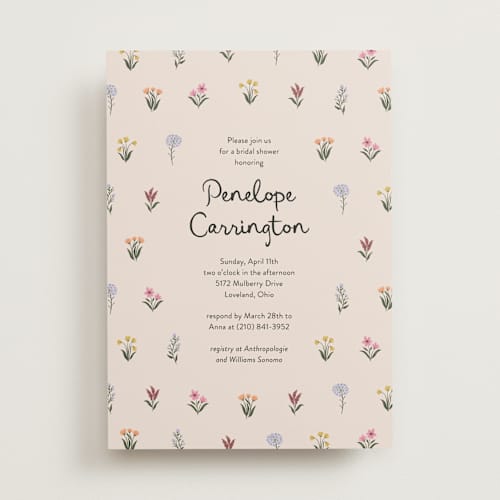 This is a spring bridal shower invitations with standard by Rachel Mattern called wildflower bloom printing on signature in standard