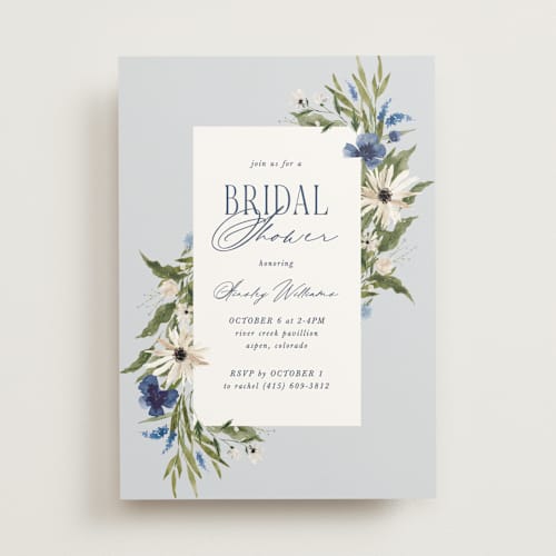This is a bluebell bridal shower invitations with standard by Kate Ahn called susie printing on signature in standard