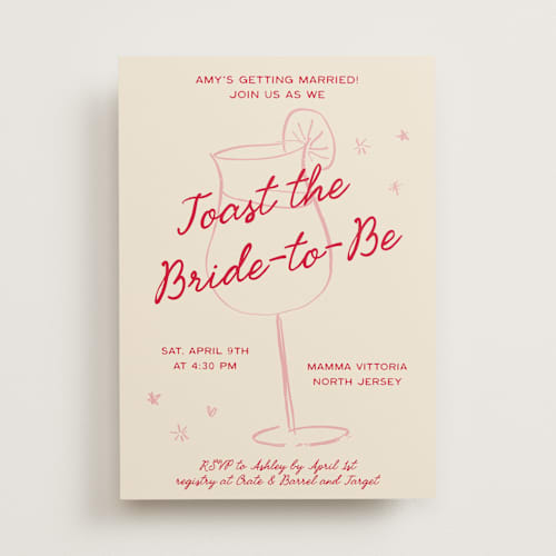 This is a pink lemonade bridal shower invitations with standard by Ani Somi called love spritz printing on signature in standard