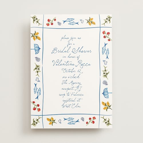 This is a mediterraneo bridal shower invitations with standard by Tamara Hilje called fresh border printing on signature in standard