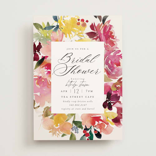 This is a petal bridal shower invitations with standard by Lori Wemple called magic flowers printing on signature in standard