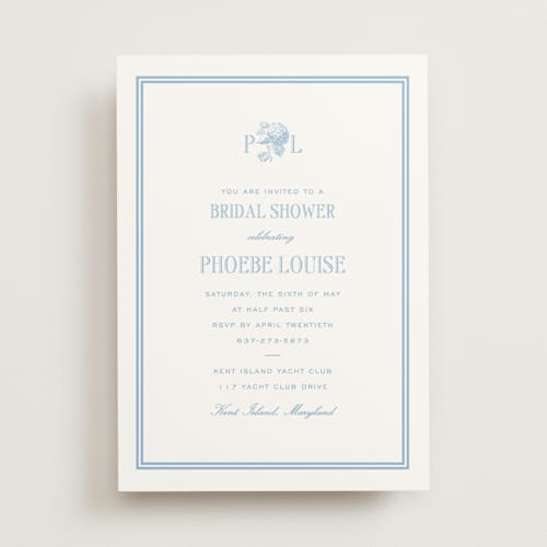 This is a sky bridal shower invitations with standard by Megan Davis called cheseapeake printing on signature in standard