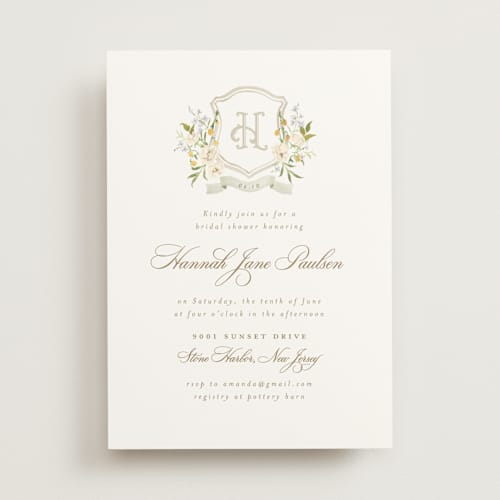 This is a chiffon bridal shower invitations with standard by Everett Paper Goods called avalon printing on signature in standard