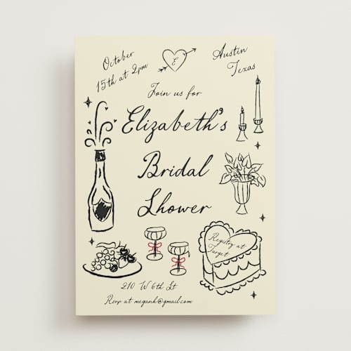 This is a champagne bridal shower invitations with standard by Helena Vitto called vintage lovers printing on signature in standard