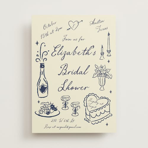 This is a midnight bridal shower invitations with standard by Helena Vitto called vintage lovers printing on signature in standard