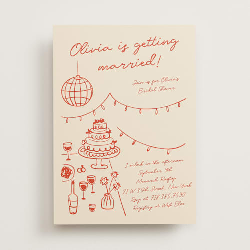 This is a sangria spark bridal shower invitations with standard by Zove Ahhh called party on! printing on signature in standard