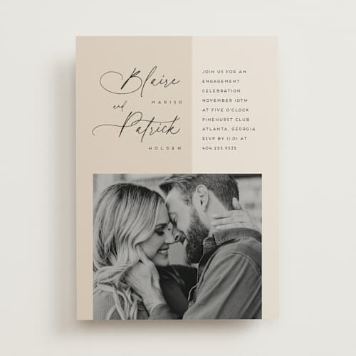 This is a parchment engagement party invitations with standard by Kaydi Bishop called by your side printing on signature in standard