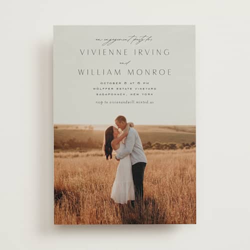 This is a ink engagement party invitations with standard by Nicoletta Savod called beloved printing on signature in standard