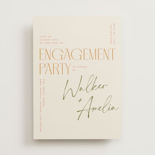 This is a desert engagement party invitations with standard by Owl and Toad called north printing on signature in standard
