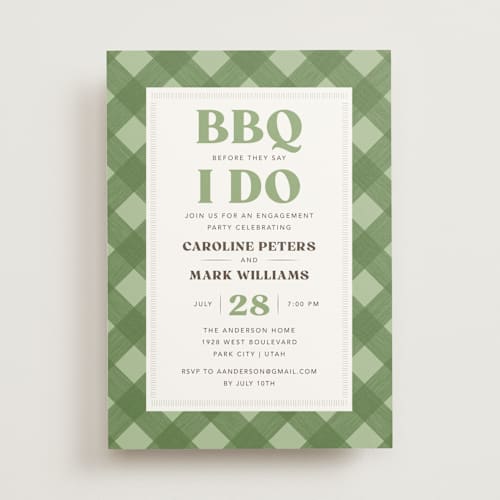 This is a grass engagement party invitations with standard by Robert and Stella called bbq before i do printing on signature in standard