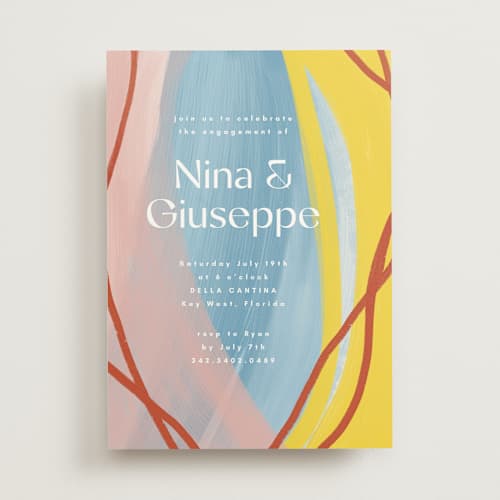 This is a fiesta engagement party invitations with standard by Corinne Malesic called cantina printing on signature in standard