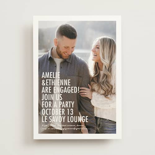 This is a opal engagement party invitations with standard by chocomocacino called vasilopita printing on signature in standard